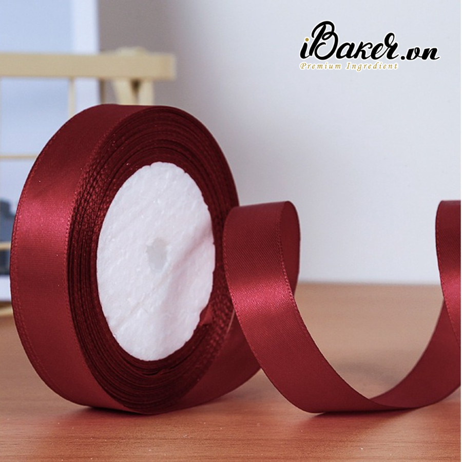 Cuộn ruy băng lụa trơn 2cm*22met nhiều màu sắc trang trí hộp quà, hộp bánh kem