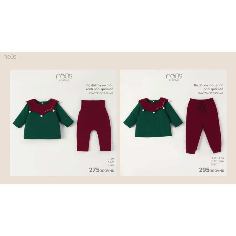 [Nous Xmas] Bộ quần áo Noel dài tay màu xanh phối quần đỏ cho bé sơ sinh tới 5 tuổi 3kg-22kg BST "Christmas Wonderland"