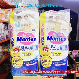 (Chính Hãng) Combo 2 Gói Tã/bỉm quần Merries size XXL - 32 miếng (Cho bé 15 - 28kg)