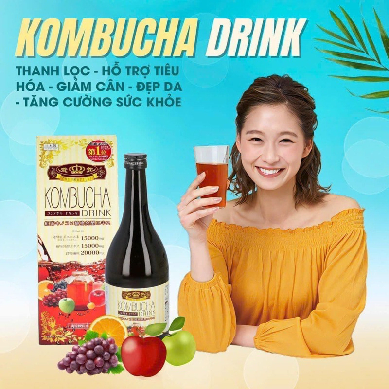 Nước Uống Detox Kombucha Drink Yuwa 720ml Nhật Bản