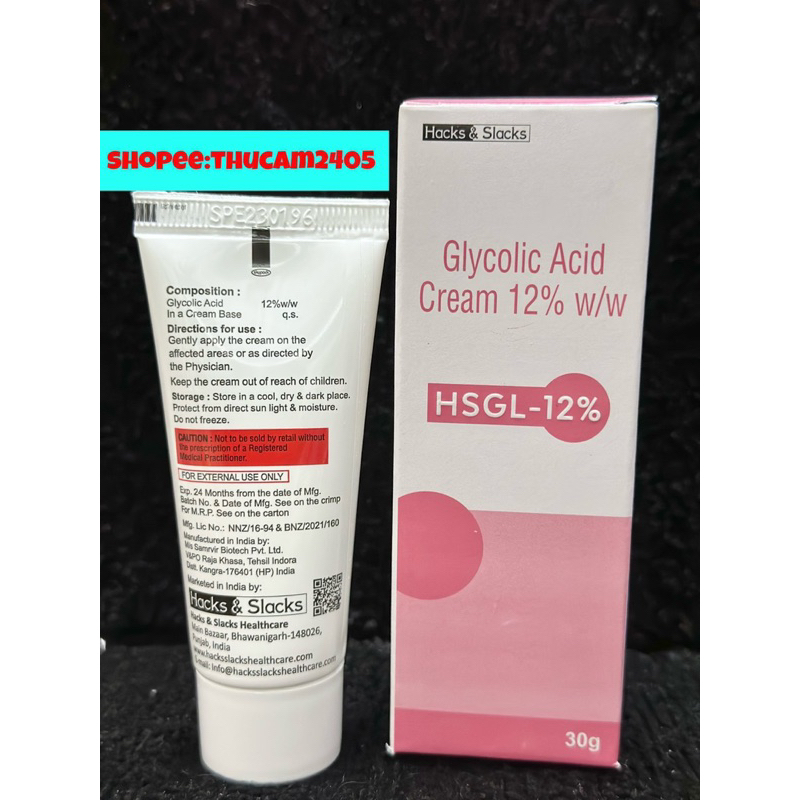 Cream Glycolic acid HSGL 6%-12% AHA Tẩy Tế Bào Chết, Mờ Thâm, Chống Lão Hoá Da .