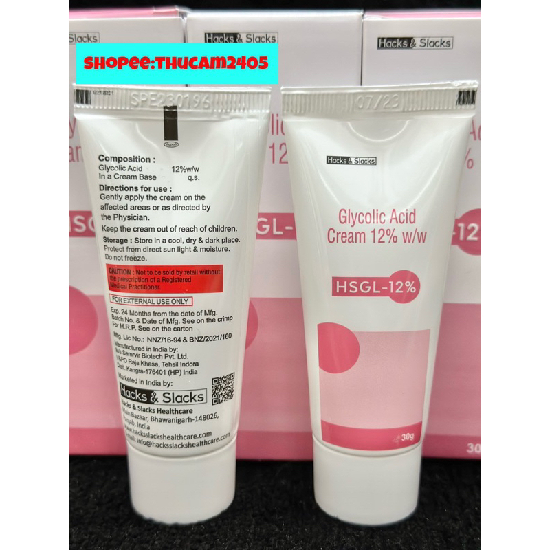 Cream Glycolic acid HSGL 6%-12% AHA Tẩy Tế Bào Chết, Mờ Thâm, Chống Lão Hoá Da .