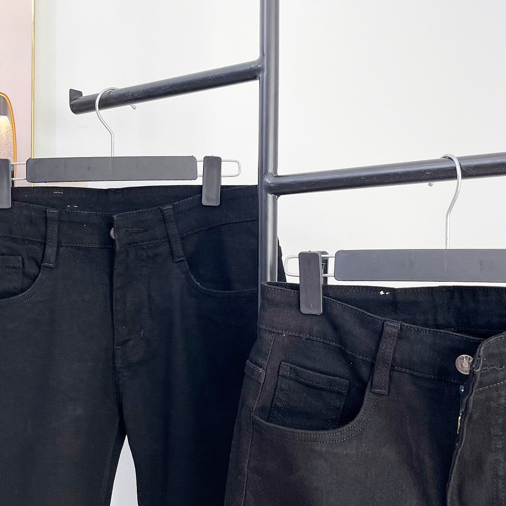 Quần jean đen trơn nam bigsize basic slimfit vải co dãn tốt