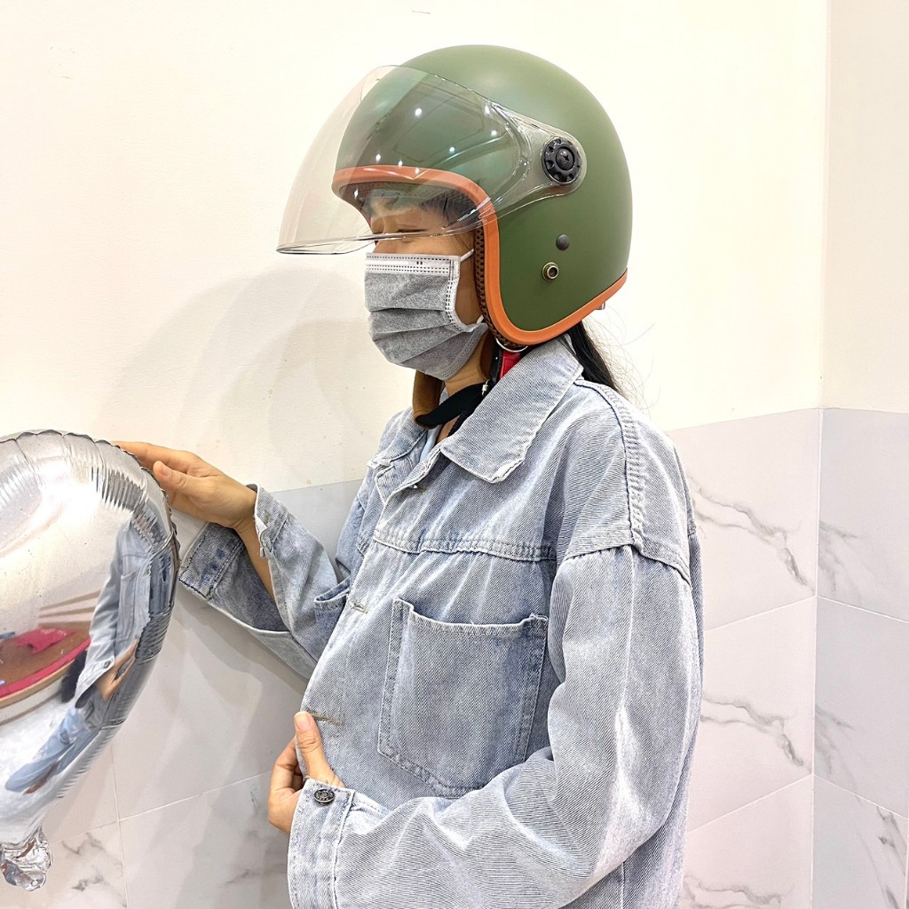 Mũ Bảo Hiểm 3/4, Nón Bảo Hiểm Có Kính Poc Che Kín Mặt Chống Tia UV Thời Trang