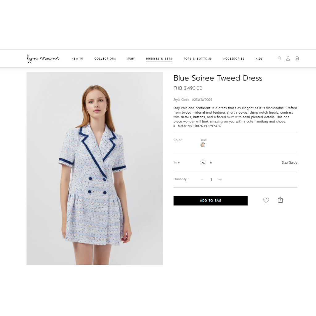 Đầm tweed lyn around newtag