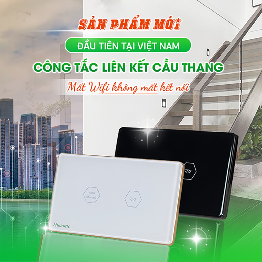 Công Tắc Cầu Thang Cảm Ứng, Công Tắc Wifi Thông Minh Hunonic Datic - DTSW01CP