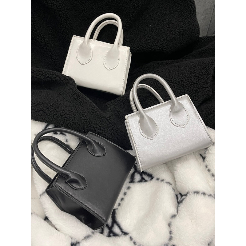 Túi xách tay túi mini hai quai dáng hộp đơn giản dễ phối đồ kèm quai đeo chéo LK355