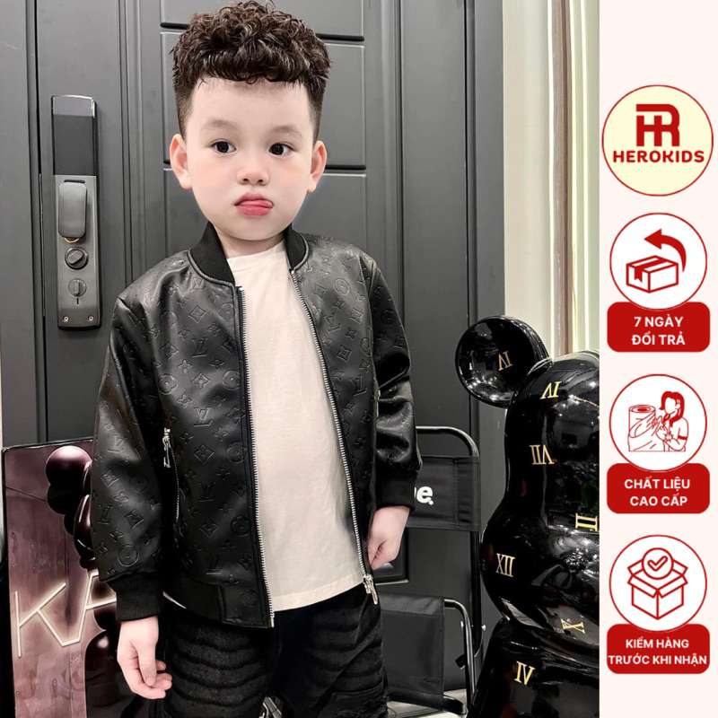 Áo khoác da cho bé dập vân caoo cấpp sang sịn lên dáng chuẩn rickid