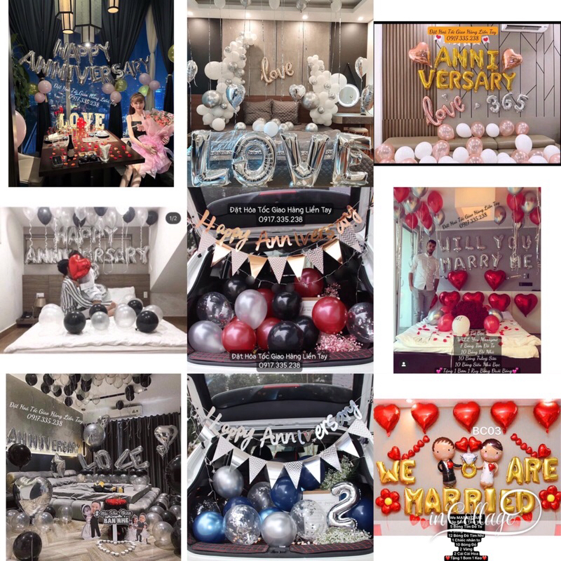 Bóng HAPPY ANNIVERSARY Kỉ Niệm Ngày Cưới Tình yêu