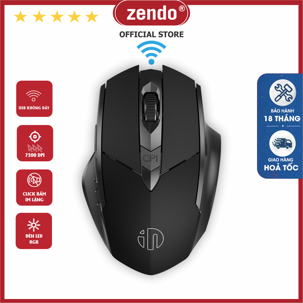 Chuột máy tính không dây gaming INPHIC PM6 chuột wireless chơi game pin sạc chống ồn - ZENDOTECH