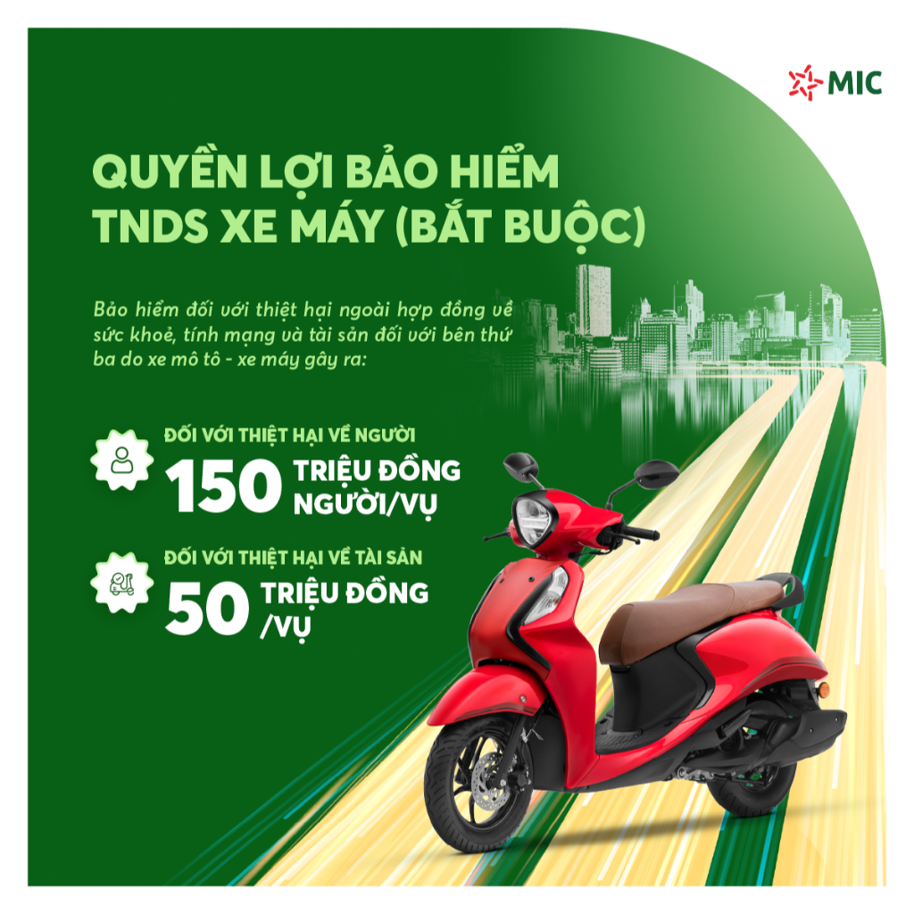 [Trên 50cc] [E-Voucher] Bảo hiểm TNDS Xe máy (bắt buộc), cấp GCN điện tử | Bảo hiểm Quân đội MIC