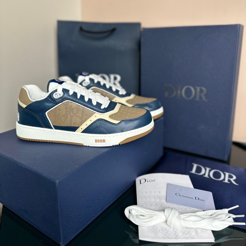 Giày Dio b27 low brown navy  xanh nâu da thật lai au fullbox cao cấp dành cho nam nữ