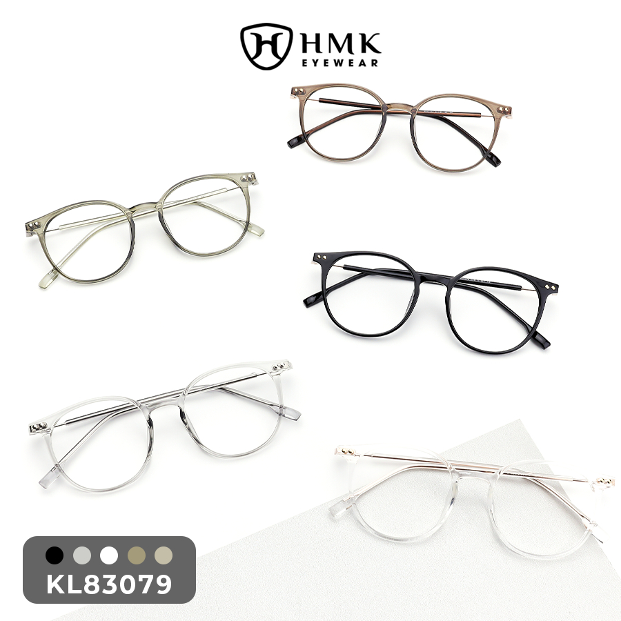 Gọng Kính Kim Loại Nam Nữ Chính Hãng HMK Dáng Bo Tròn - KL83079