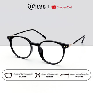 Gọng Kính Cận Kim Loại Phối Nhựa Nam Nữ Chính Hãng HMK Eyewear Dáng Bo Tròn Dễ Mang - KL83079
