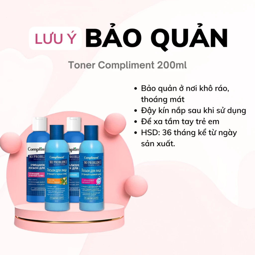 Nước Hoa Hồng BHA Compliment No Problem Tonner - Cân Bằng Da Dầu, Làm Sạch Dưỡng Ẩm Da Khô Kiềm Dầu 200ml