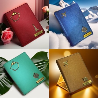 Ví hộ chiếu, bao da passport safiano khắc tên kim loại cực chất