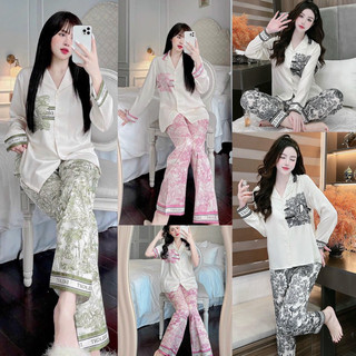 Bộ đồ piiama thiết kế hình mới chất liệu lụa xước ánh kim