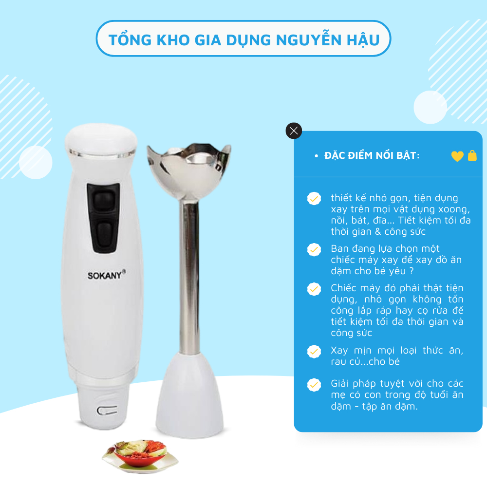 Máy Xay Cầm Tay Sokany Hb250a Loại Máy Đơn,máy Xay Sinh Tố Cầm Tay,máy Xay Đa Năng Cao Cấp - Tongkhogiadung
