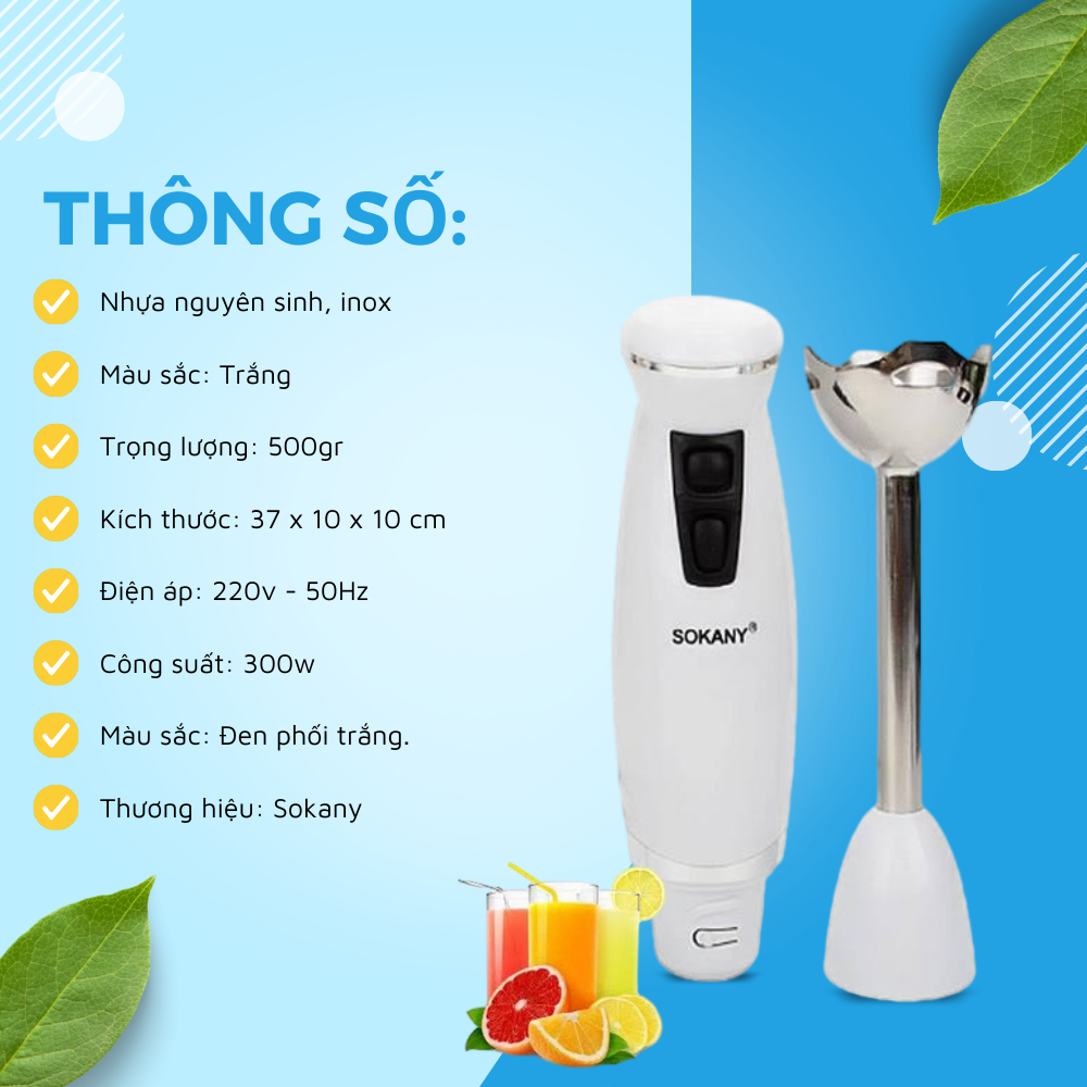 Máy Xay Cầm Tay Sokany Hb250a Loại Máy Đơn,máy Xay Sinh Tố Cầm Tay,máy Xay Đa Năng Cao Cấp - Tongkhogiadung
