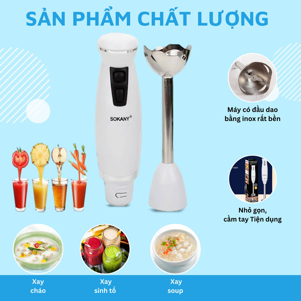 Máy Xay Cầm Tay Sokany Hb250a Loại Máy Đơn,máy Xay Sinh Tố Cầm Tay,máy Xay Đa Năng Cao Cấp - Tongkhogiadung