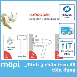 Đinh 3 chân treo đồ, vật dụng gia đình nhẹ siêu chắc chắn không cần khoan tường mopi