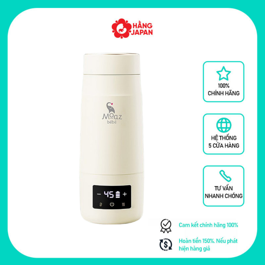 Bình đun nước pha sữa di động Moazbebe MB058 cho bé, bình dun sôi, giữ nhiệt, hâm nước, pha trà, cafe - BH 12 THÁNG
