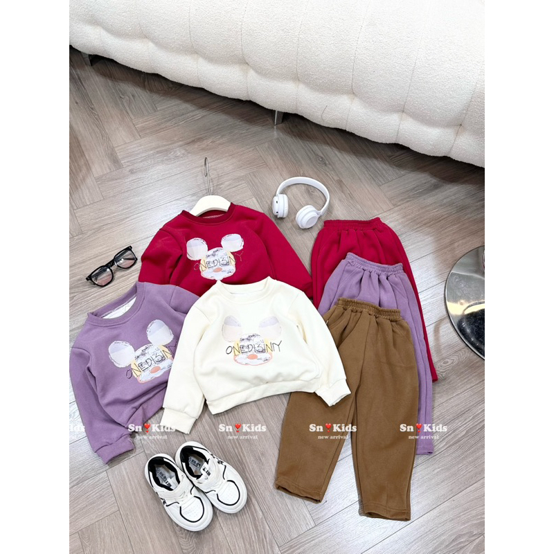 Đồ bé gái , bộ quần áo Micky nỉ 2 da đáng yêu cho bé gái 10-30kg