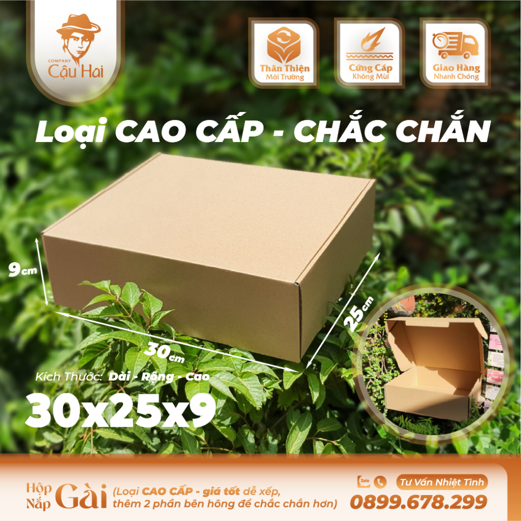 Set 50 hộp carton nắp GẬP 35x25x10