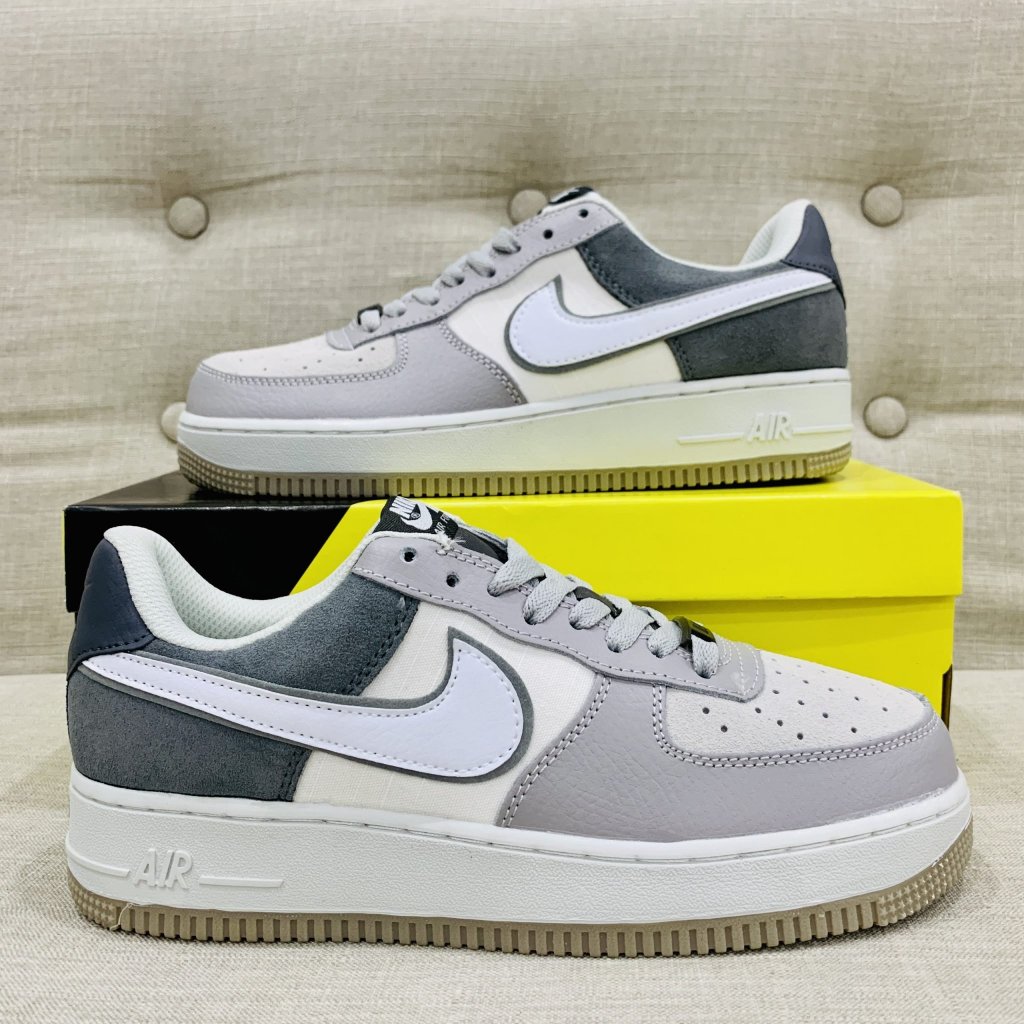 Giày Air Force 1 Xám, Sneaker AF1 Xám Lông Chuột Da Lộn Than Hoa Hàng Chuẩn Cao Cấp, Form Đẹp, Fill Bill Box Bảo Vệ.