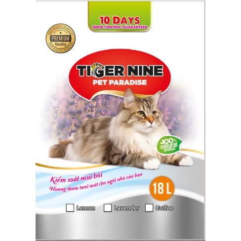 Cát vệ sinh siêu khử mùi Tiger Nine Premium túi 18L (~8kg)