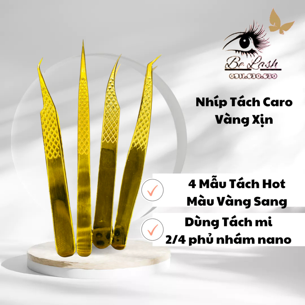 Nhíp Tách Mi Pakistan Loại 1 Vàng - Nhíp Nối Mi BELASH