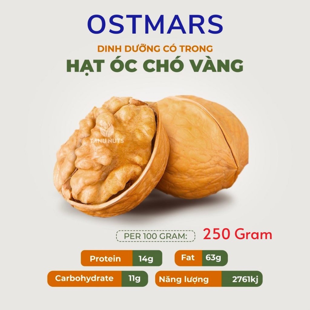 Nhân óc chó vàng Ostmars 250 Gram, hạt óc chó tách vỏ Chile tốt cho bà bầu, cho bé