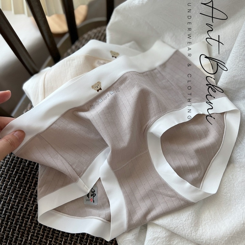 Quần Lót Cotton Không Đường May Lưng Vừa Co Giãn, Quần Lót Nữ In Họa Tiết Gấu Dễ Thương Thoải Mái Cho Nữ Ant