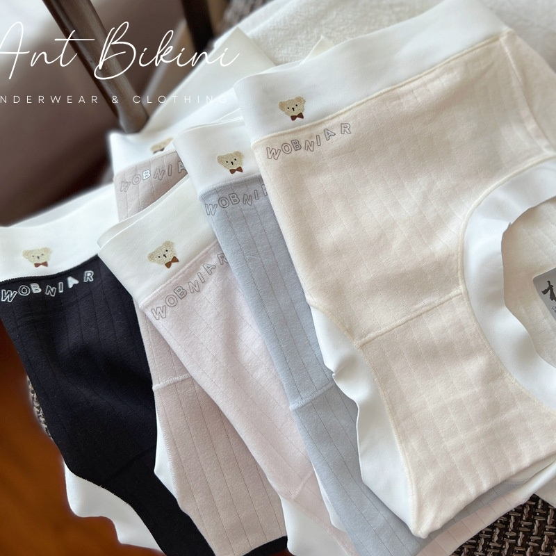 Quần Lót Cotton Không Đường May Lưng Vừa Co Giãn, Quần Lót Nữ In Họa Tiết Gấu Dễ Thương Thoải Mái Cho Nữ Ant