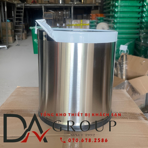 THÙNG RÁC INOX VĂN PHÒNG CAO CẤP DẠNG TRÒN 2 LỚP C-012