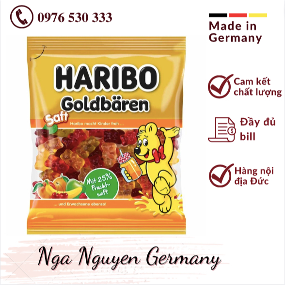  Kẹo dẻo chíp chíp Haribo Goldbears 160gr siêu ngon hàng chuẩn Đức, đi Air