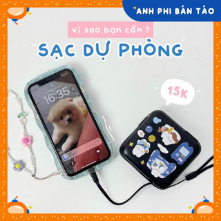 Sạc Dự Phòng Sao Thổ 15000mAh Power Bank Tích Hợp 2 Cáp Sạc Type C, Sạc Nhanh