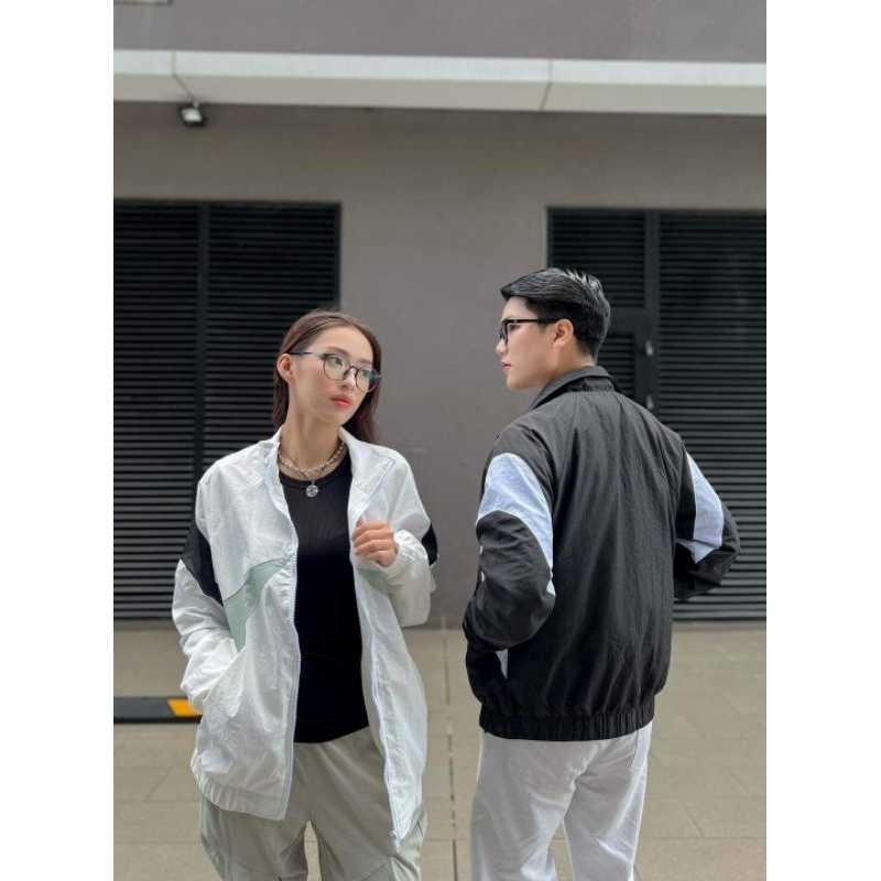 Áo khoác gió nhăn 2 lớp unisex phối line trẻ trung, bo chun, form đẹp 47566