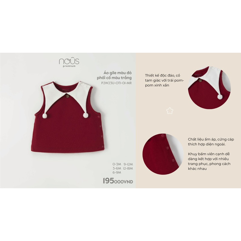 NOUS GIÁNG SINH Áo/ Bộ đồ Noel size 0-18M