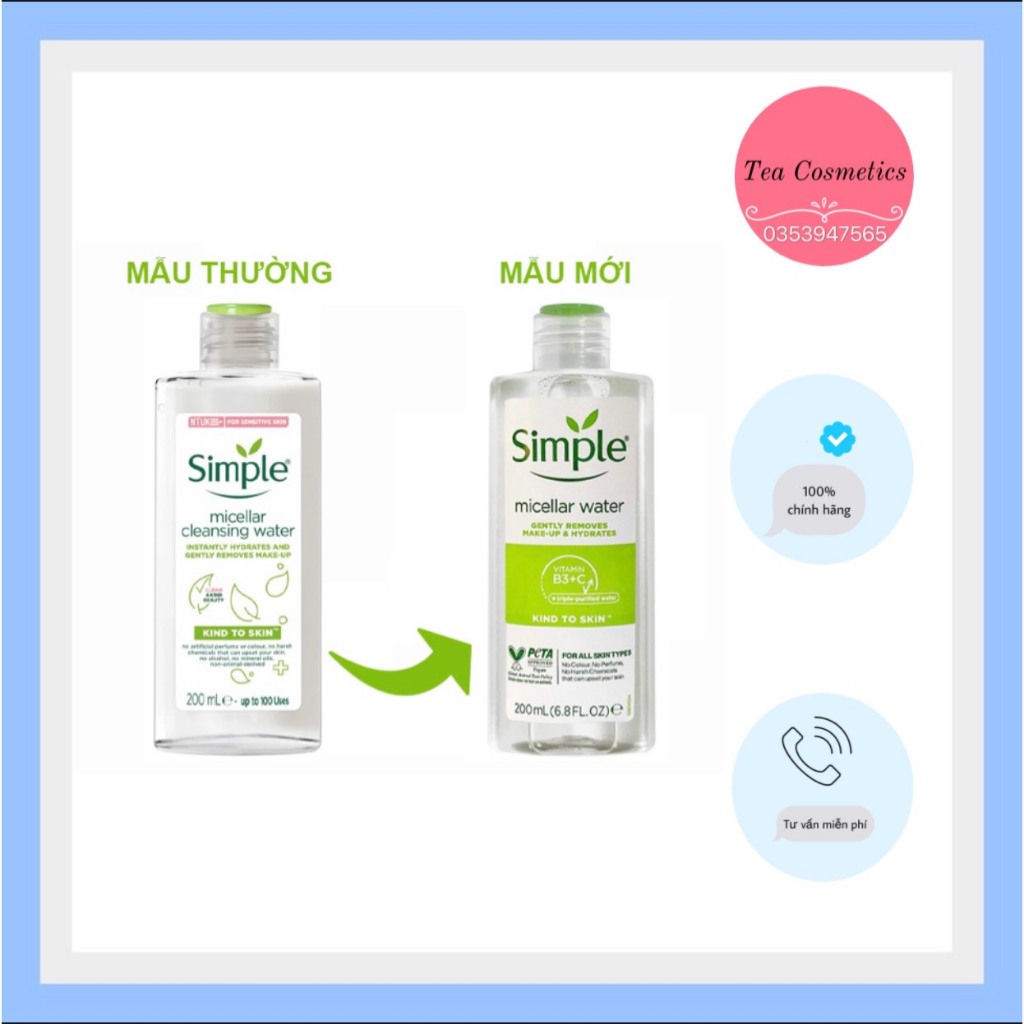 Nước Tẩy Trang Micellar Simple 200ml