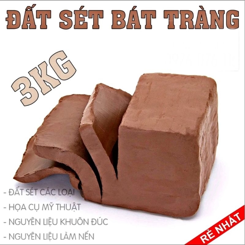 3Kg Đất Sét tự khô, đất sét mỹ thuật ( Nặng tượng, Làm gốm )