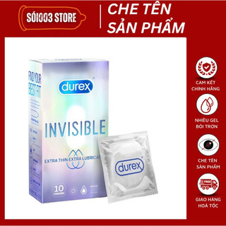 Bao cao su Durex Invisible siêu mỏng size 52mm, hộp 10 bao