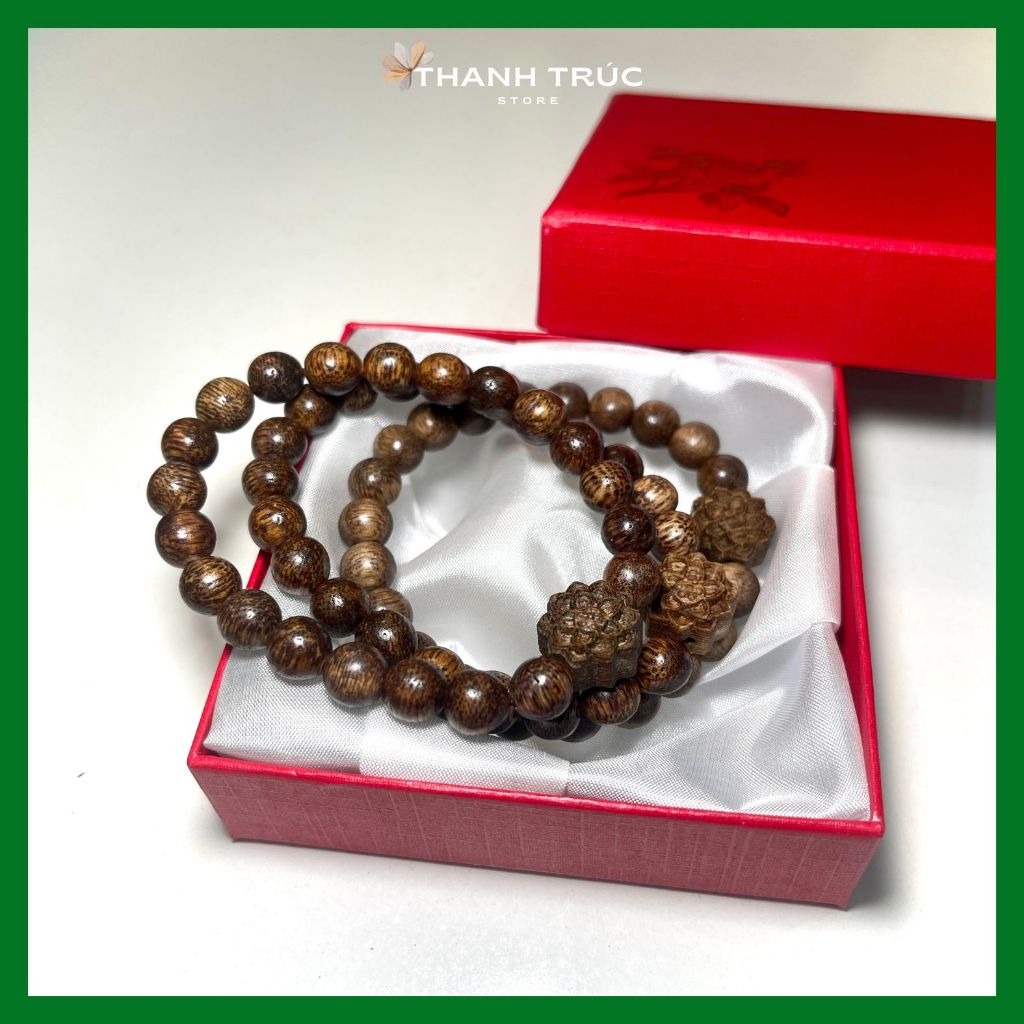 Vòng Tay Trầm Hương 8ly Mix Hoa Sen, Vòng Trầm Tốc Việt Nam Phong Thuỷ Hấp Thụ Tinh Hoa Đất Trời