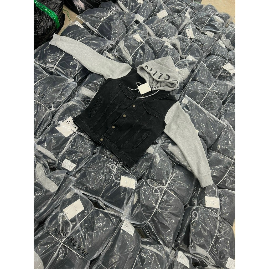 Áo Khoác Bò Viền Trắng SPF - Áo Khoác Chất Bò Cao Cấp