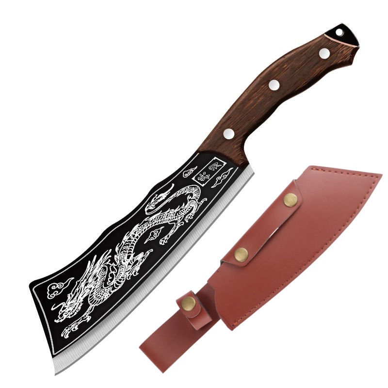 Dao Long Tuyền Chặt Xương Thép Mamgan Nguyên Khối Có Bao Da Cao Cấp Jodily Starhome