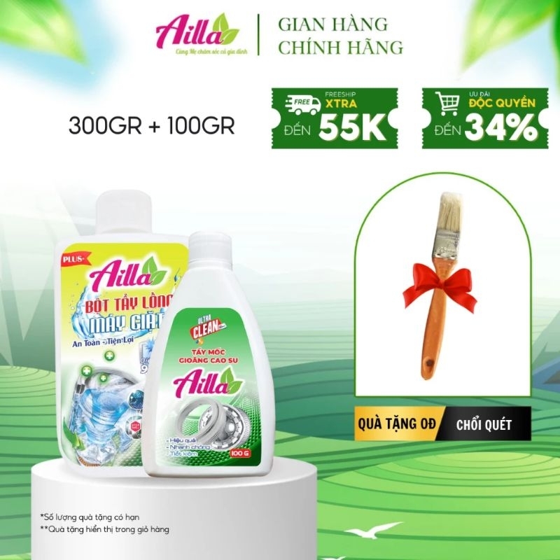 Tẩy Lồng Máy Giặt + Tẩy Gioăng Cao Su Ailla.