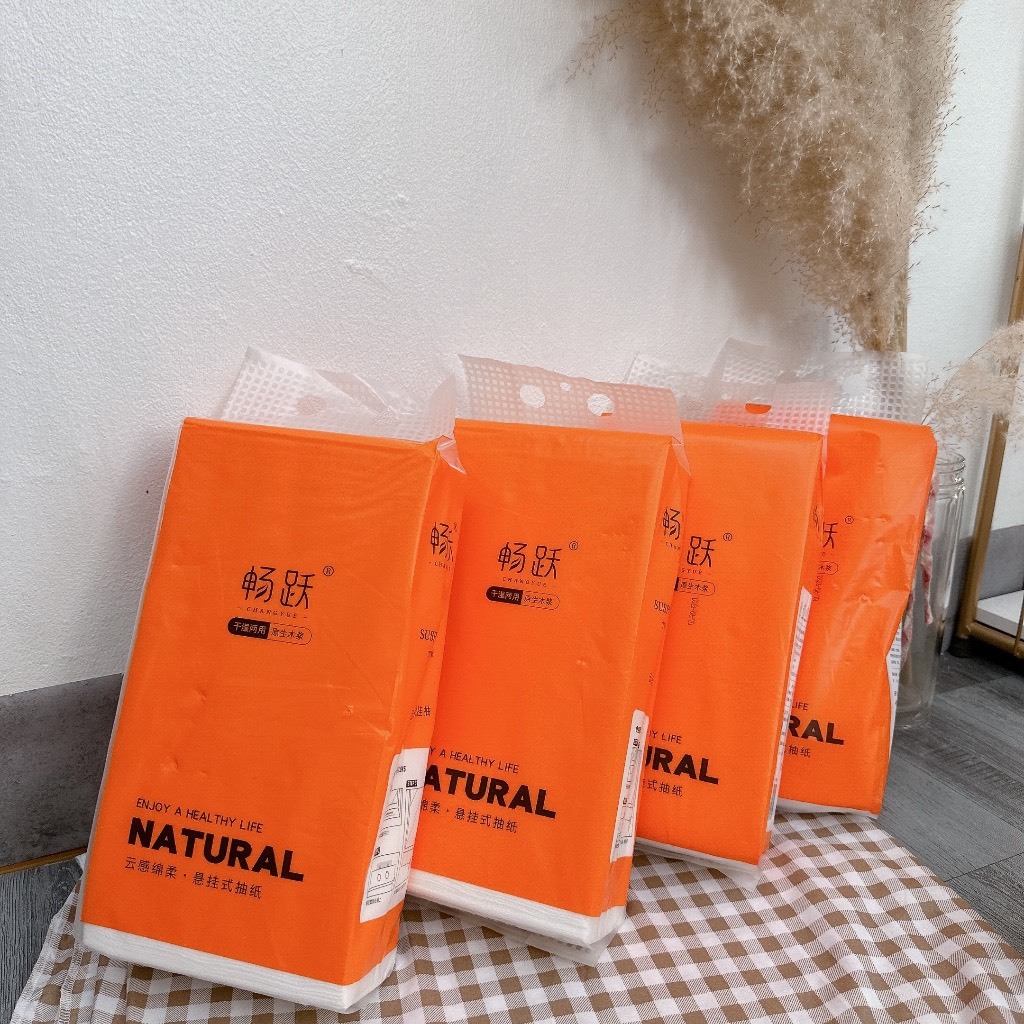 Thùng 4 Bịch Giấy Treo Tường Đa Năng NATURAL 1360 Tờ Hàng Nội Địa Trung Tặng Móc Treo