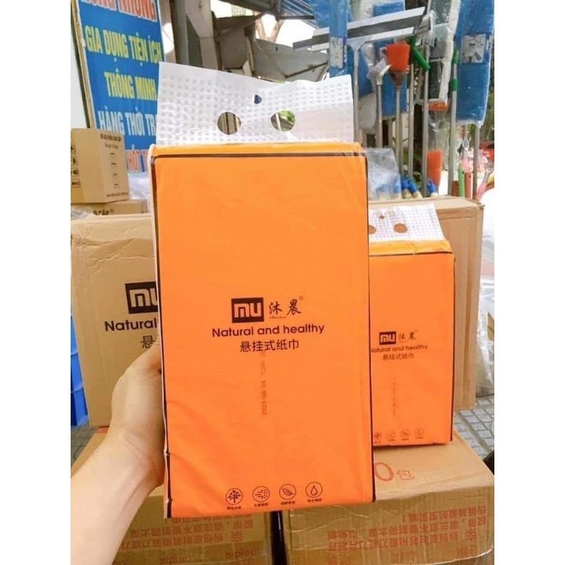 Thùng 4 Bịch Giấy Treo Tường Đa Năng NATURAL 1360 Tờ Hàng Nội Địa Trung Tặng Móc Treo