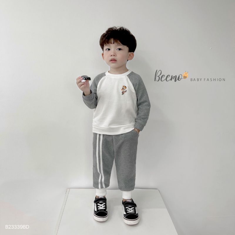Bộ nỉ bé trai BEEMO B078 Bộ quần áo bé chất liệu nỉ da cá mềm - PAPALEMON