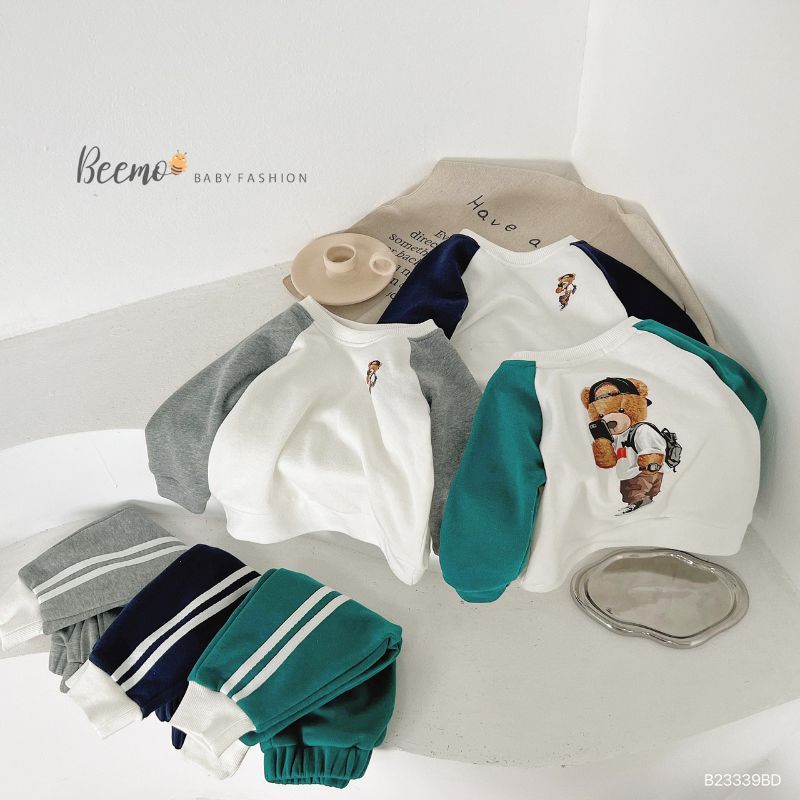 Bộ nỉ bé trai BEEMO B078 Bộ quần áo bé chất liệu nỉ da cá mềm - PAPALEMON